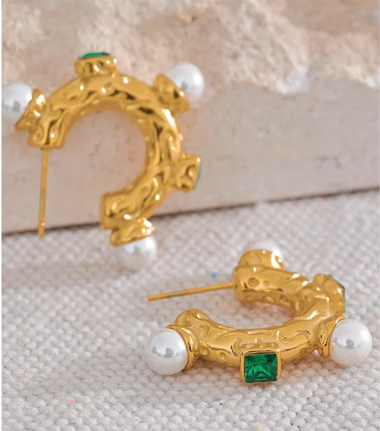 Emerald earrings-18k