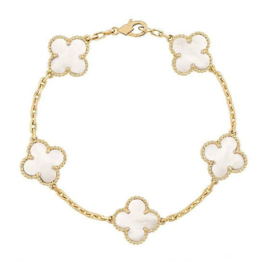 White Clover 5 motifs Bracelet