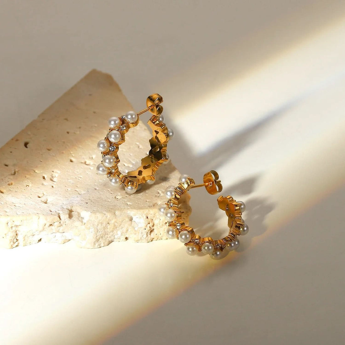 Pearl Hoops-18k