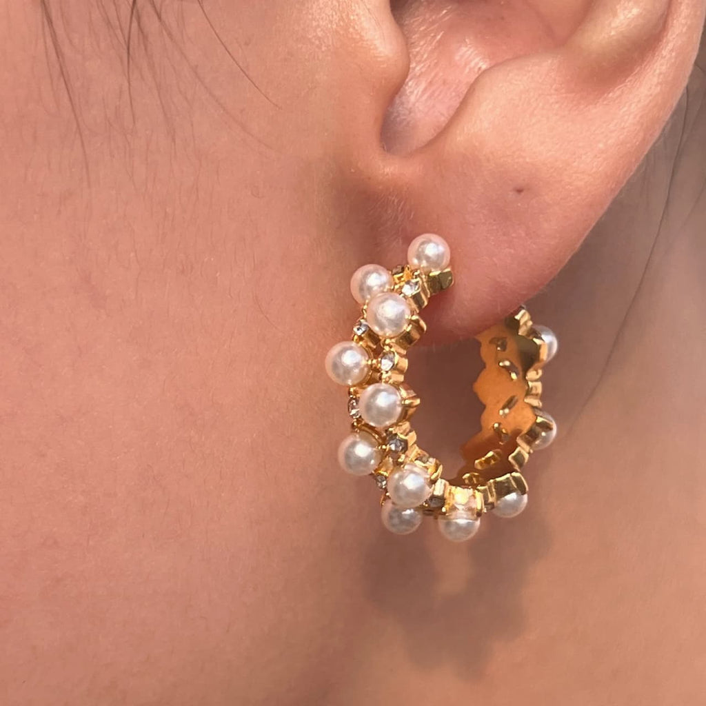 Pearl Hoops-18k