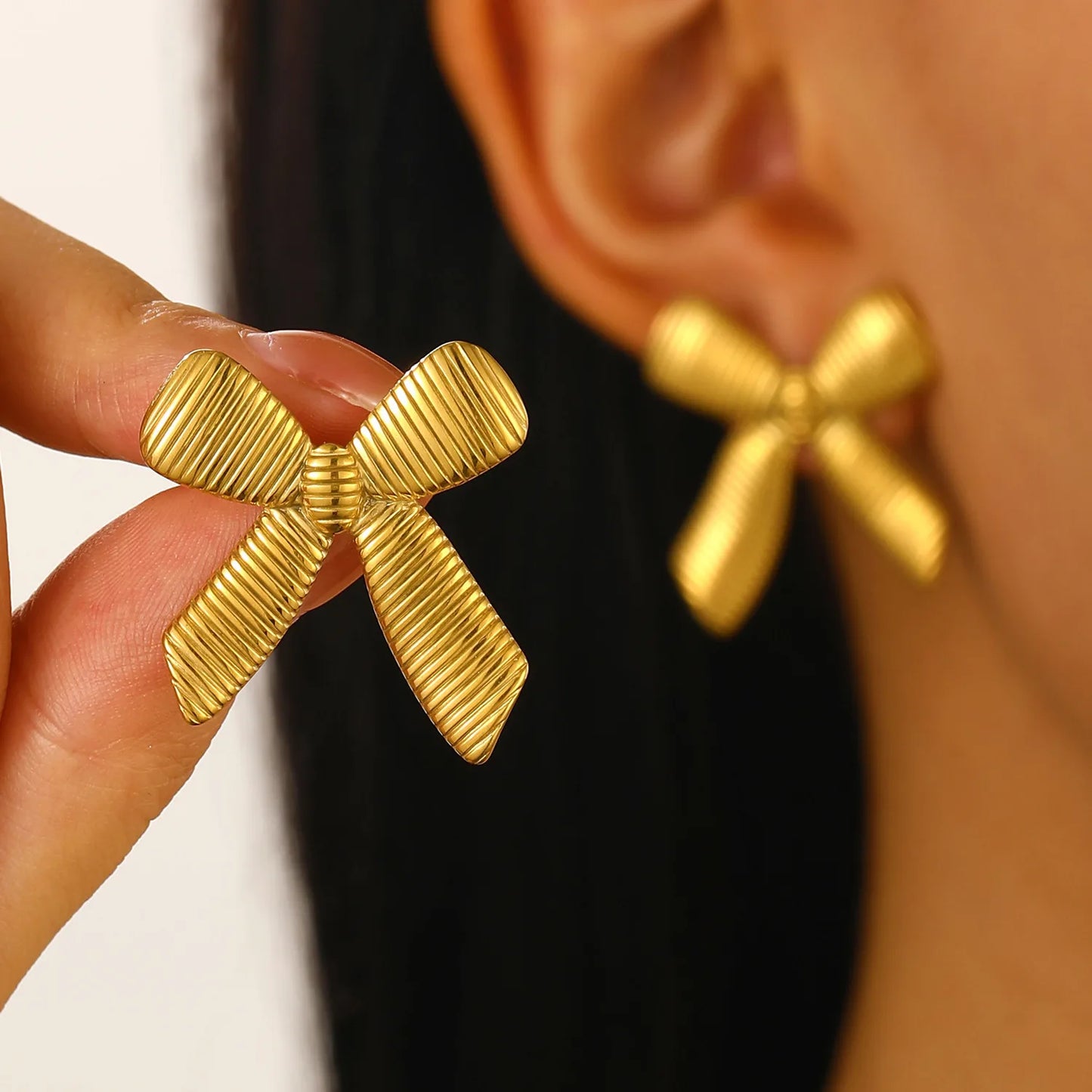 Bow earrings-18k