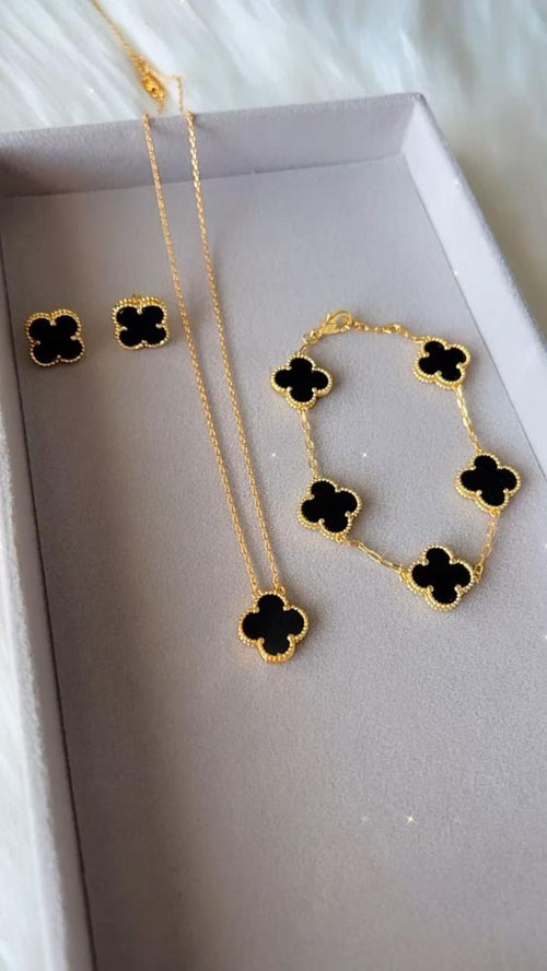 Black Vancleef Clover Necklace