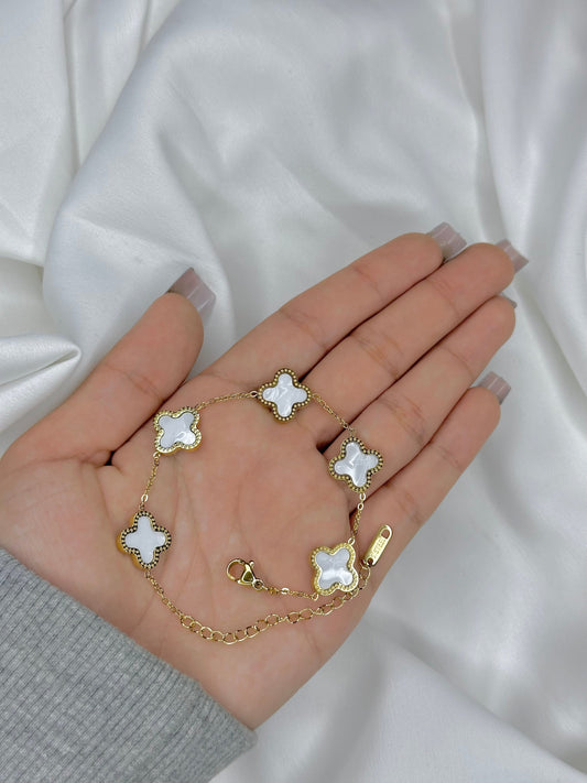 White Clover 5 motifs Bracelet
