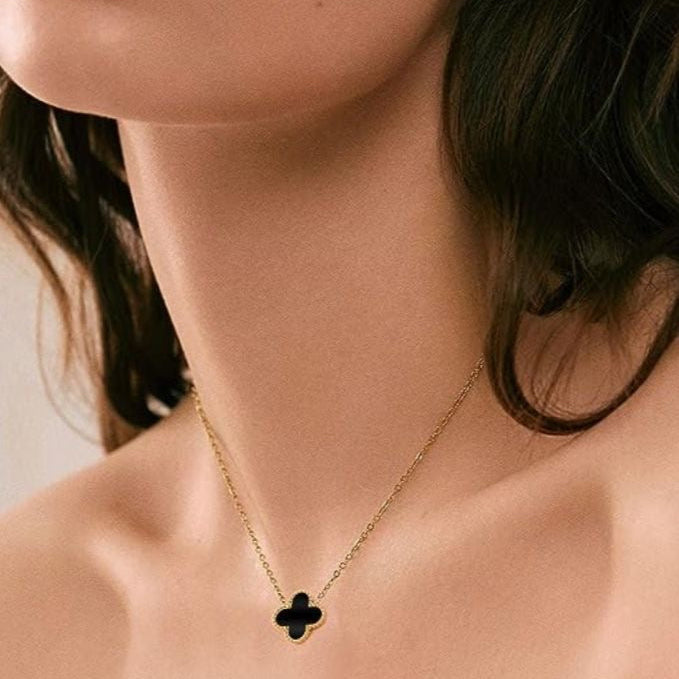 Black Vancleef Clover Necklace