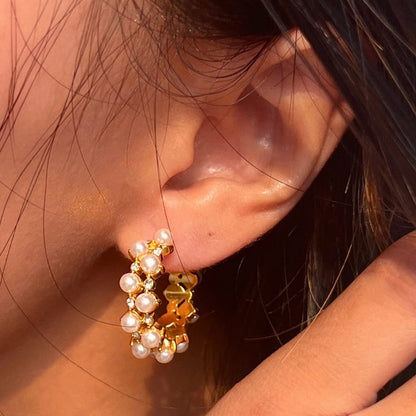 Pearl Hoops-18k