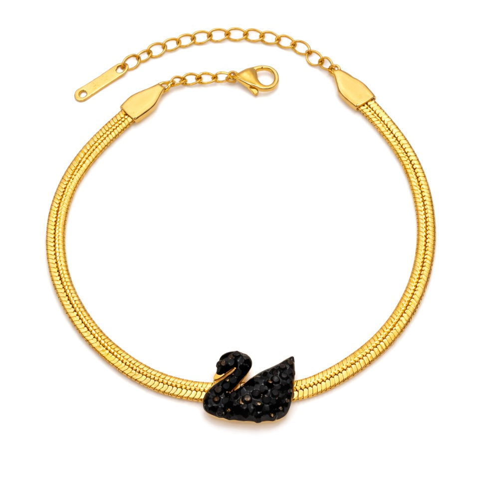 Black swan snake chain sleek bracelet