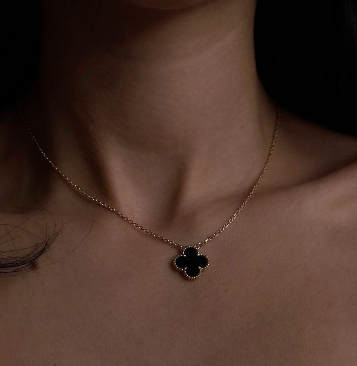 Black Vancleef Clover Necklace
