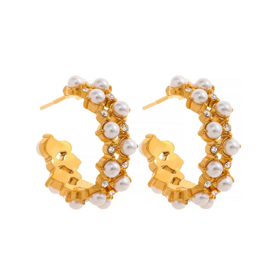 Pearl Hoops-18k
