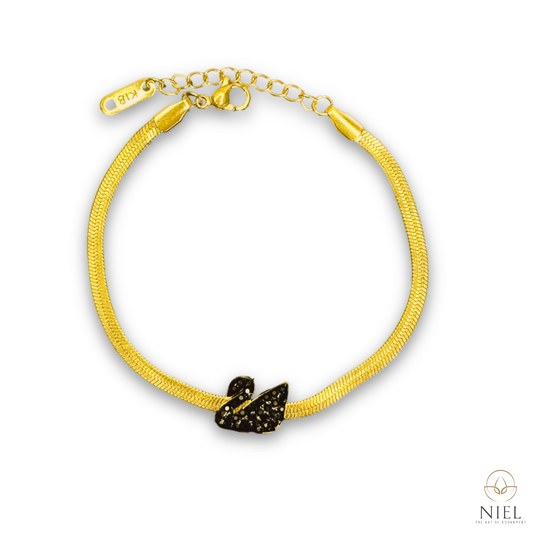 Black swan snake chain sleek bracelet