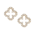 Diamanté hollow Clover Studs