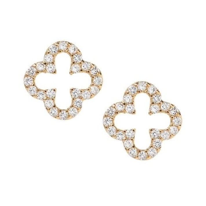 Diamanté hollow Clover Studs