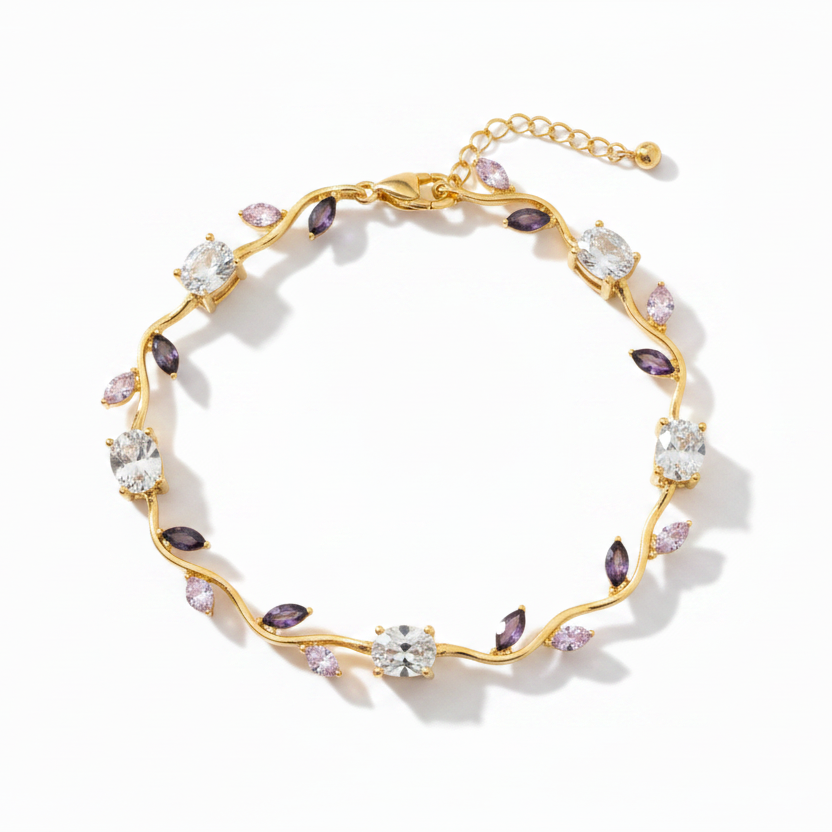 Crystal Clear & Purple Amethyst Bracelet