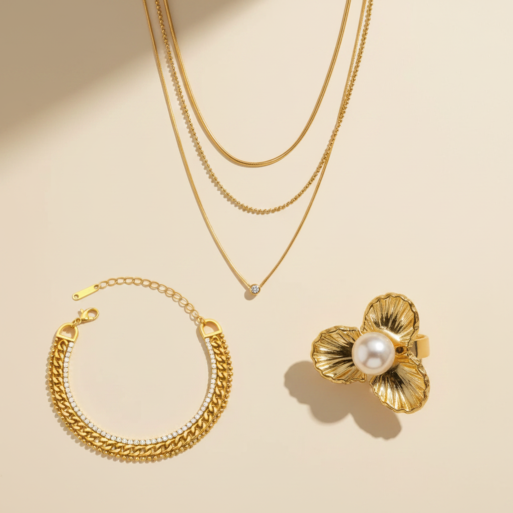 Gold Jewellery Flat Lay