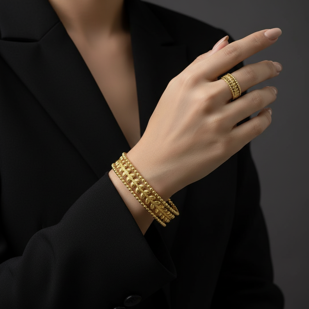 Gold Leaf Set Black Suit Editorial