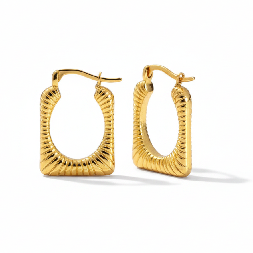 Luxury Gold Ribbed Hoop Earrings — Studio Shot