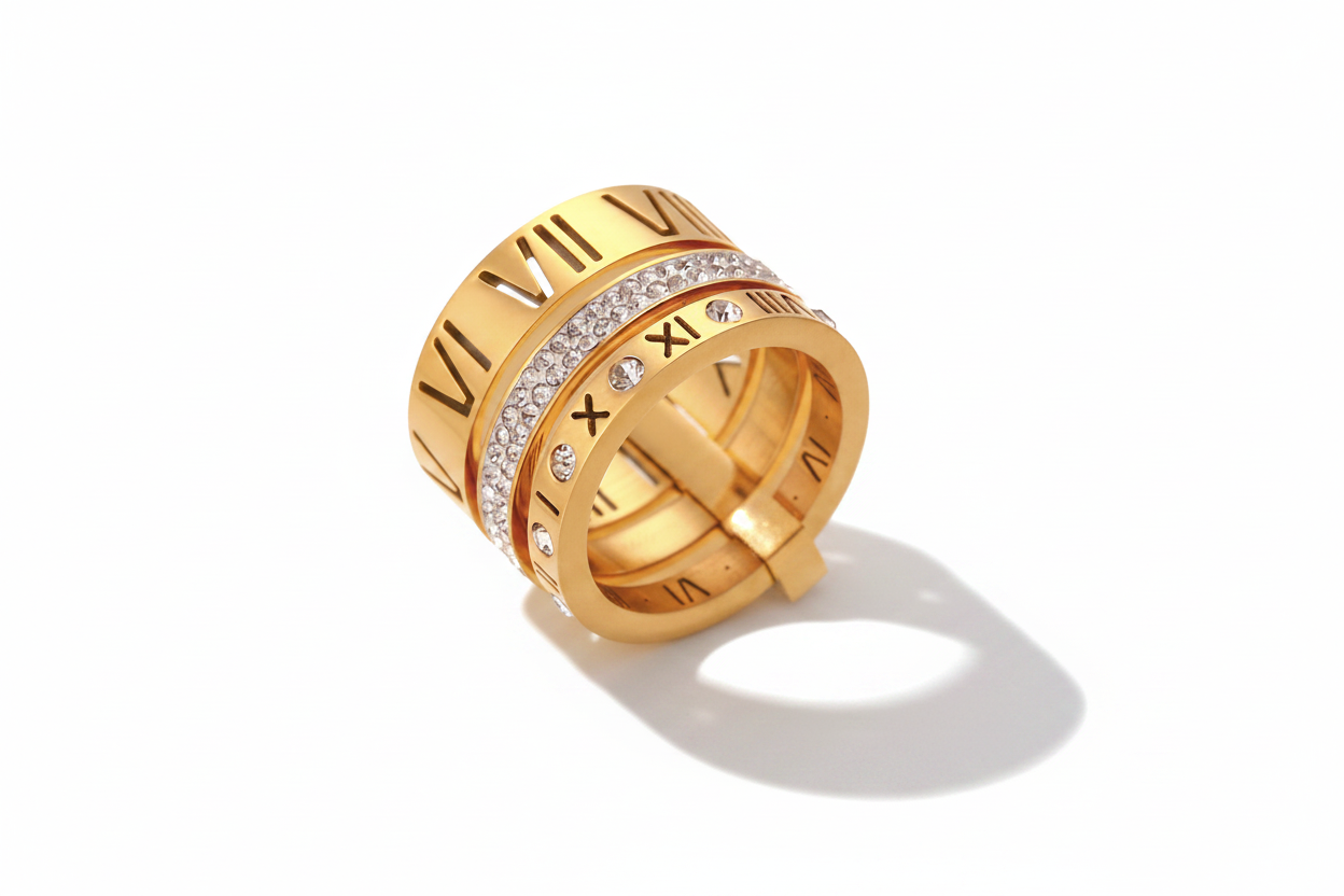 Roman Numeral Ring with Cast Shadow