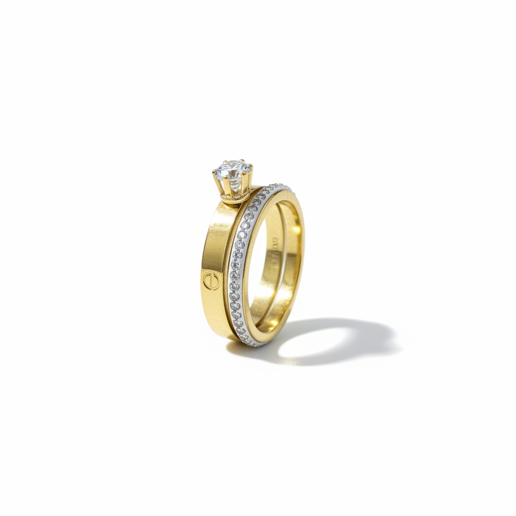 Stacked Bridal Ring Set – Standing on Edge